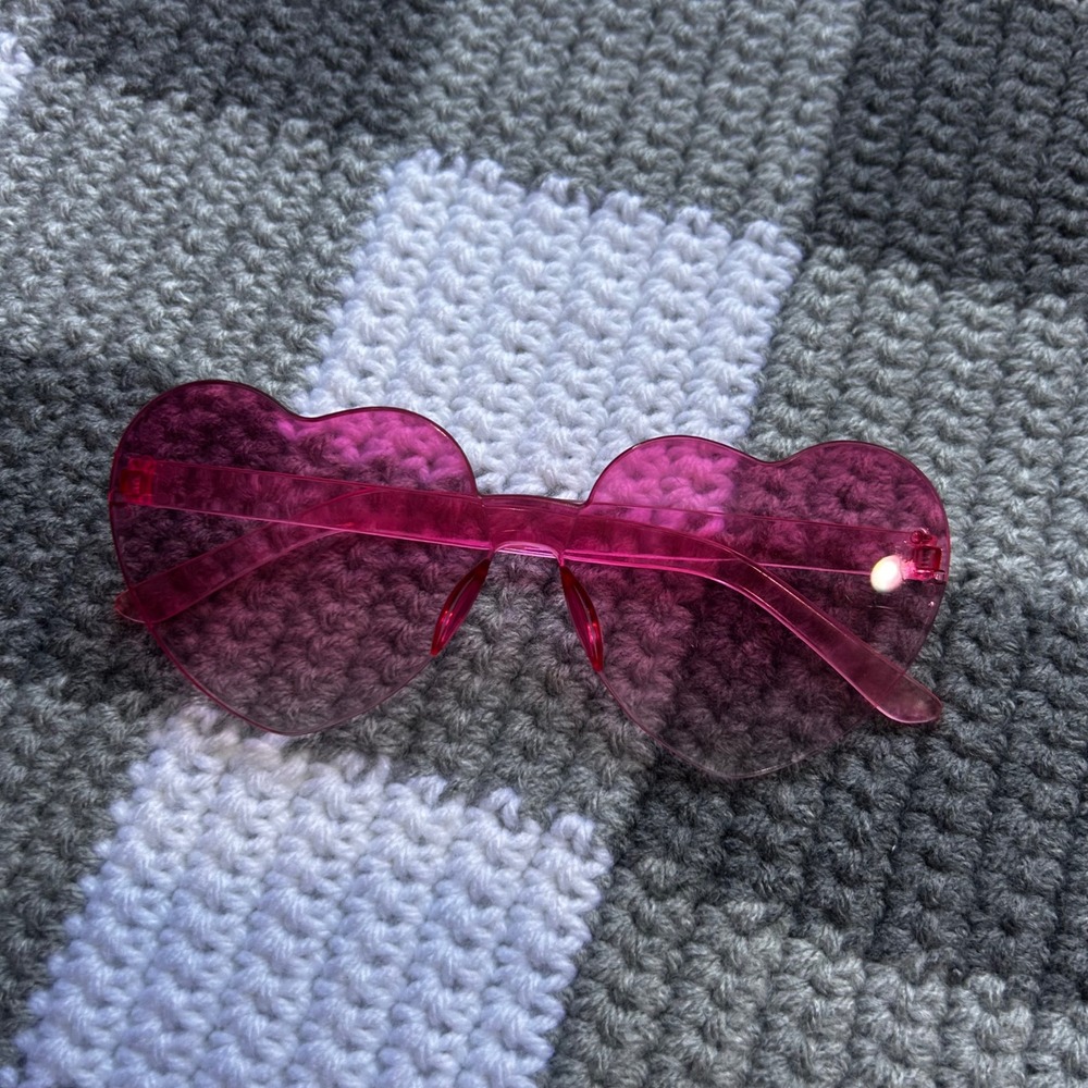 Pink Heart Sunglasses Plastic Rimless Pink Coquette Y2K Aesthetic Festival Retro